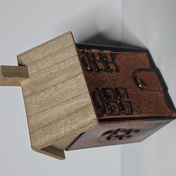 New Brown Glass House with Woodgrain Roof Tabletop Décor by Ashland 8" - Picture 3 of 8